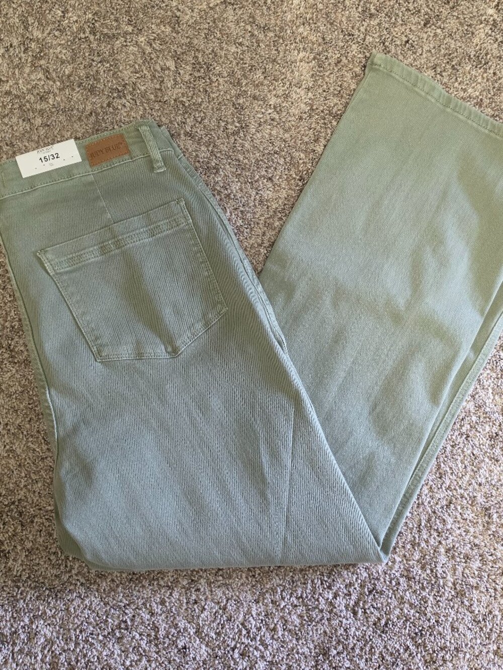 NWT Judy Blue High Waist Wide Leg Jeans Sage Green Size 15/32 Stretch Denim - Picture 2 of 6